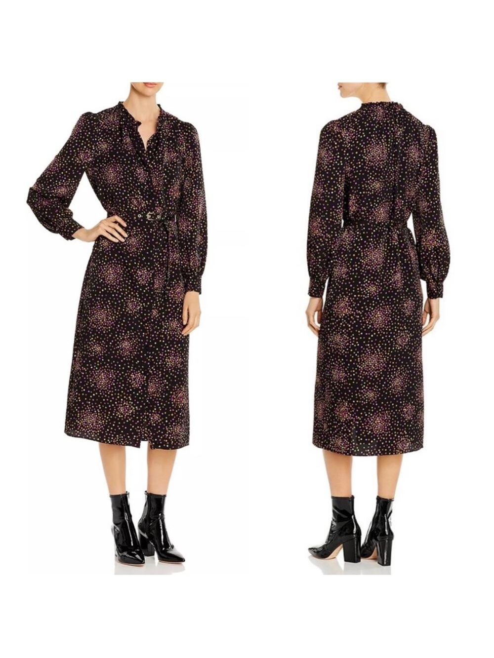 kate spade ♠️ Disco Dots Ruffle Belted Shirt Dress